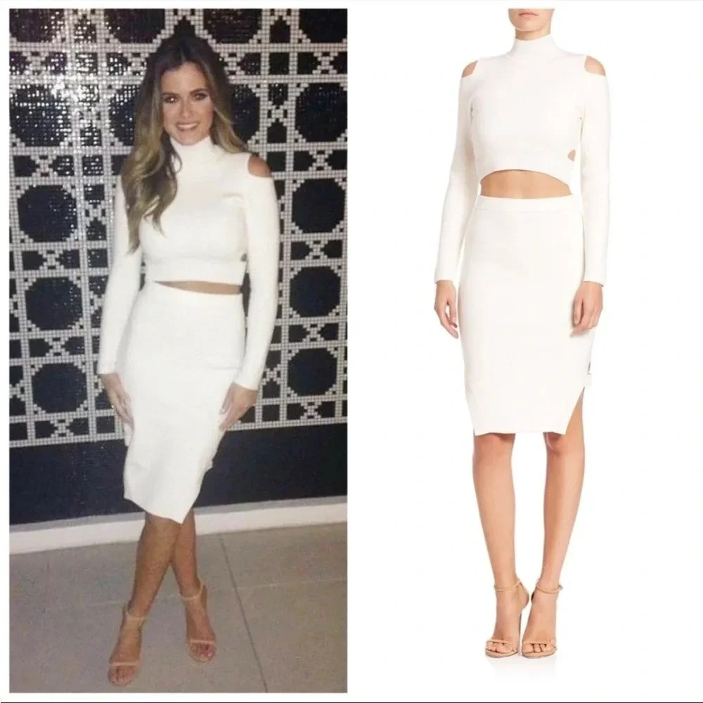 Jonathan  simkhai white knit midi skirt
